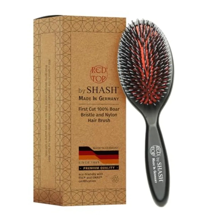 Since 1869 Hand Made In Germany - Nylon, 100% First Cut Boar Bristle Brush Suitable For Normal to Thick Hair - Gently Detangles
Since 1869 Hand Made In Germany - Nylon, 100% First Cut Boar Bristle Brush Suitable For Normal to Thick Hair - Gently Detangles