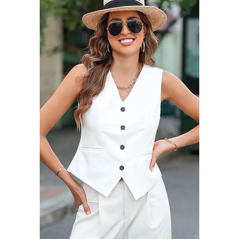 Summer New Women's Solid Color V Neck Vest Easy to Match Fashion Independent Station Commuting Single Breasted Suit Vest
Summer New Women's Solid Color V Neck Vest Easy to Match Fashion Independent Station Commuting Single Breasted Suit Vest
