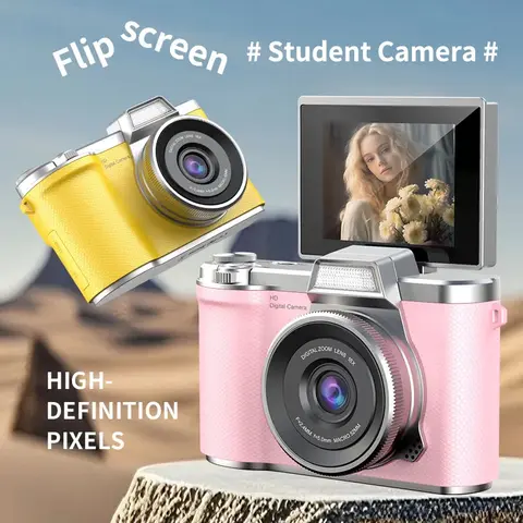 Aparat cyfrowy 4K Przenośny aparat retro CCD 1080 pikseli z autofokusem Aparat dla początkujących z podwójnym błyskiem dla studentów początkujących