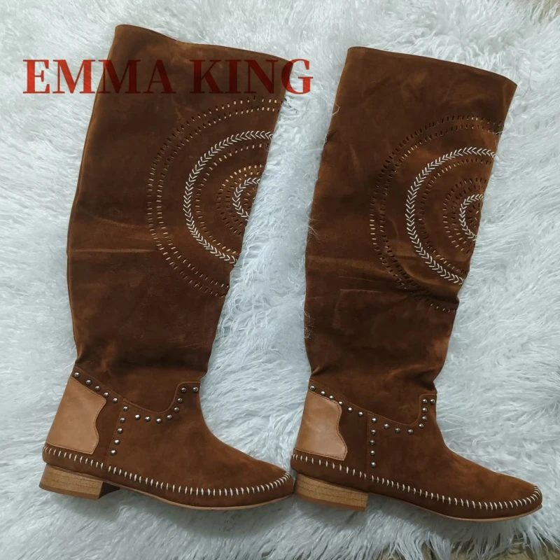 Women Faux Suede Knee High Boots Round Toe Comfortable Flats Botas Rivet Decor Embroidered Shoes Retro Spring Summer Footwear
Women Faux Suede Knee High Boots Round Toe Comfortable Flats Botas Rivet Decor Embroidered Shoes Retro Spring Summer Footwear