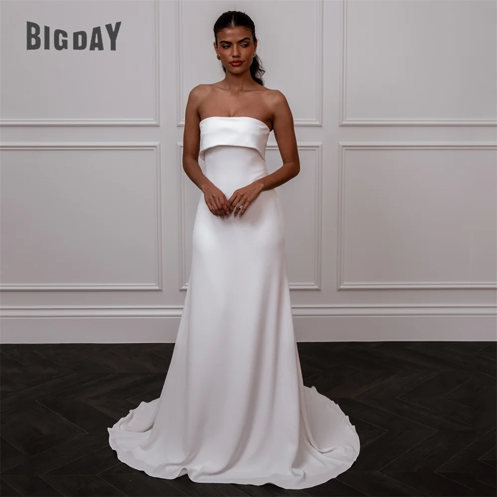 Simple A-Line Wedding Dresses 2025 Strapless Open Back Pleat Sleeveless Sweep Train Bridal Gown Vestidos De Noiva Customized
Simple A-Line Wedding Dresses 2025 Strapless Open Back Pleat Sleeveless Sweep Train Bridal Gown Vestidos De Noiva Customized