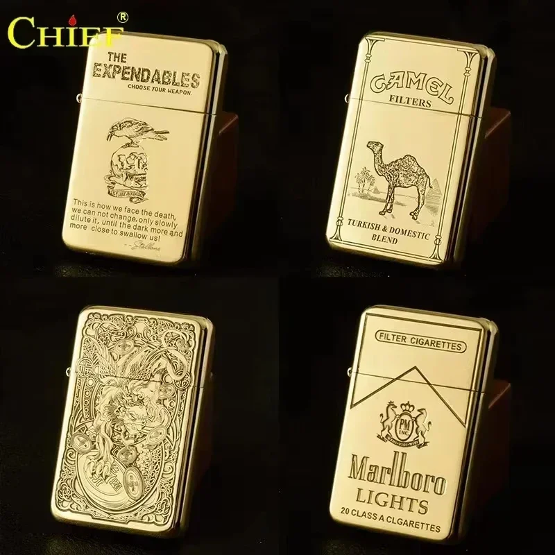 New Exquisite Brass Kerosene Lighter Slim Windproof Vintage Grinding Wheel Ignition Lighters Smoking Collection Men's Gifts Tool
New Exquisite Brass Kerosene Lighter Slim Windproof Vintage Grinding Wheel Ignition Lighters Smoking Collection Men's Gifts Tool