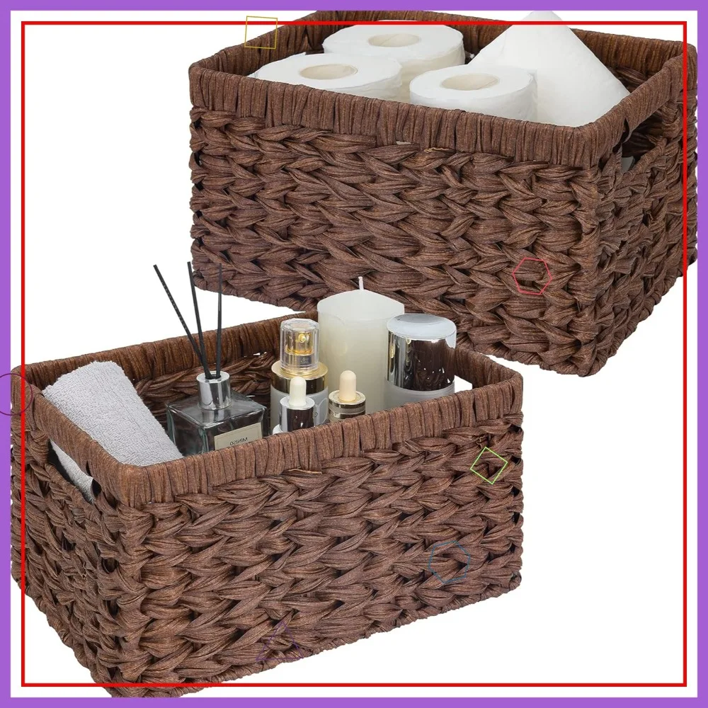 Водонепроницаемые плетеные корзины для хранения на полках и в кладовой, коричневые прямоугольные корзины для организации пространства, набор из 2 штук
Водонепроницаемые плетеные корзины для хранения на полках и в кладовой, коричневые прямоугольные корзины для организации пространства, набор из 2 штук