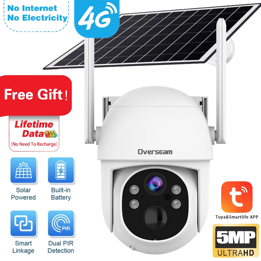 Tuya 4G Lifetime Data 5MP Surveillance Smart Security Camera Solar PTZ IP66 Waterproof PIR Detection Full Color Night Vision
Tuya 4G Lifetime Data 5MP Surveillance Smart Security Camera Solar PTZ IP66 Waterproof PIR Detection Full Color Night Vision