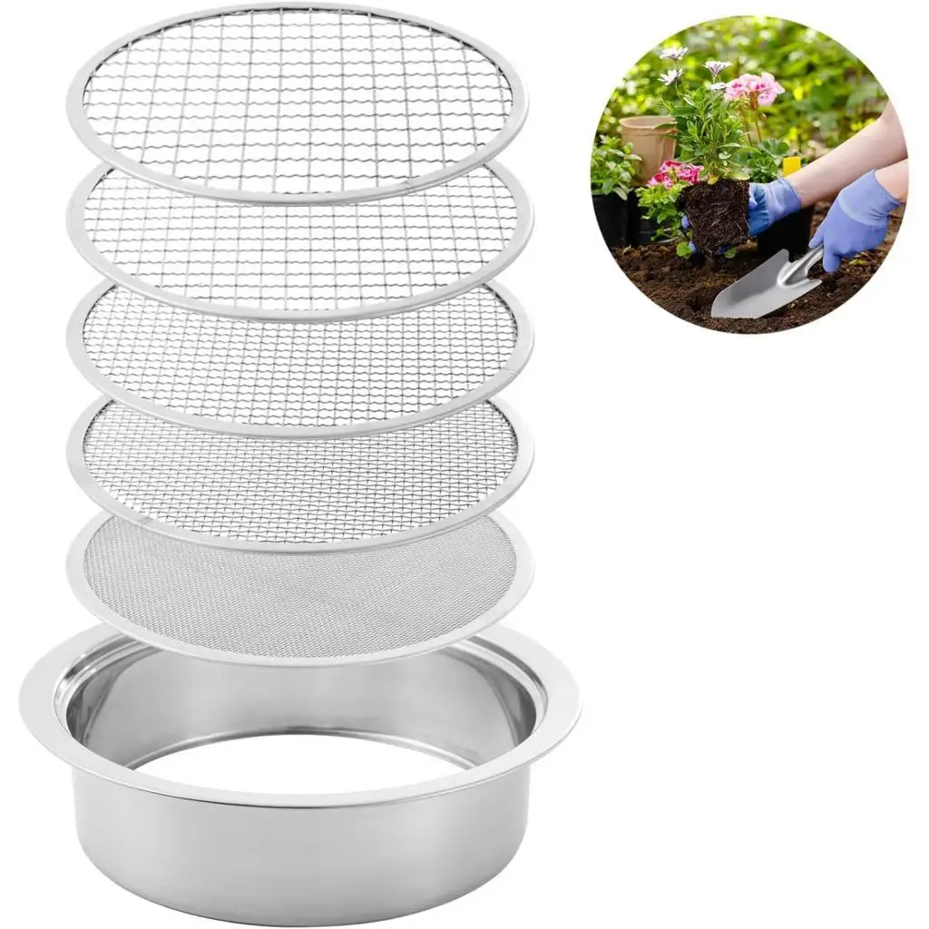 Stainless Steel Soil Sifter with 5 Interchangeable Mesh Sizes Garden Soil Sieve Machine for Compost Gravel Sand
Stainless Steel Soil Sifter with 5 Interchangeable Mesh Sizes Garden Soil Sieve Machine for Compost Gravel Sand