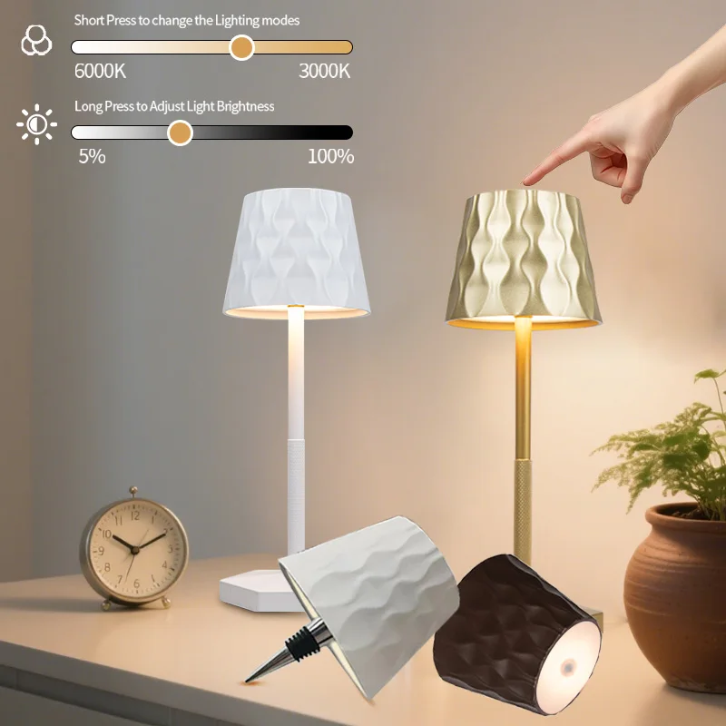 New Wavy USB Charge Table Lamp Touch Control 3 Colors Stepless Dimming Night Lamp Suitable For Bar Wine Bottles Desk Lights
New Wavy USB Charge Table Lamp Touch Control 3 Colors Stepless Dimming Night Lamp Suitable For Bar Wine Bottles Desk Lights