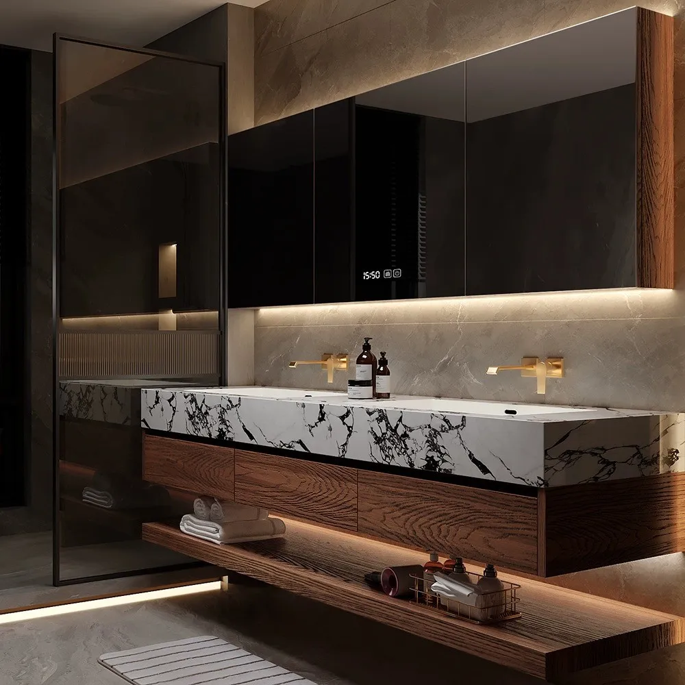 Комплект для ванной: бесшовная керамическая раковина из сланца, тумба из красного дуба с покрытием, умывальник для рук
Комплект для ванной: бесшовная керамическая раковина из сланца, тумба из красного дуба с покрытием, умывальник для рук