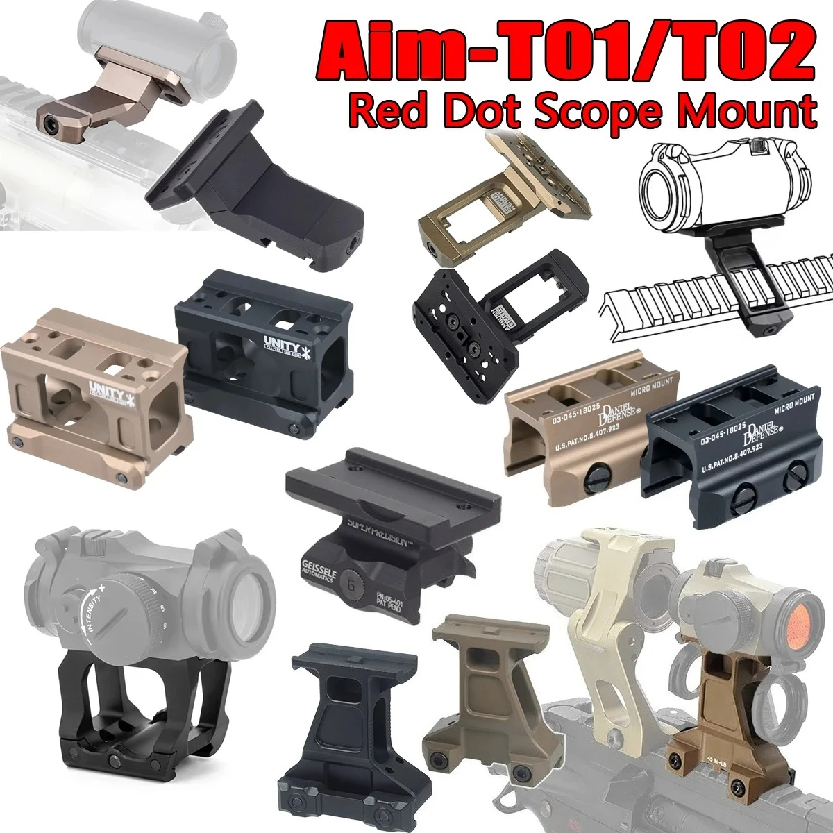 T01 Red Dot UNITY Fast Riser Mount T02 ROMR5 Offset Mount 45° Side Mounts Optics Bracket RM Red Dot Sight Scope Universal Base
T01 Red Dot UNITY Fast Riser Mount T02 ROMR5 Offset Mount 45° Side Mounts Optics Bracket RM Red Dot Sight Scope Universal Base