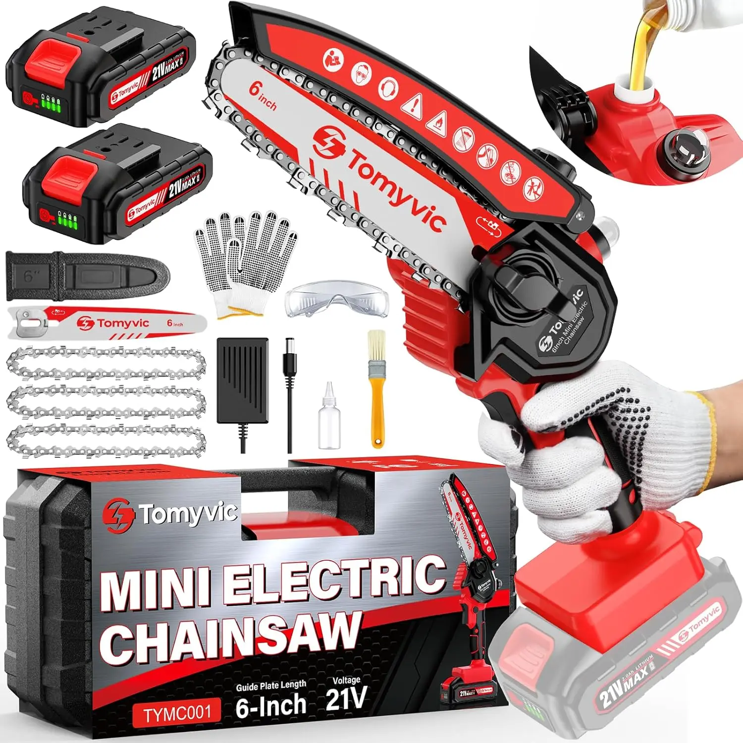 Electric Mini Chainsaw Battery Powered - 6 Inch Cordless Handheld Power Chain Saw With Charger For Trimming On Tree Branches, Wo
Electric Mini Chainsaw Battery Powered - 6 Inch Cordless Handheld Power Chain Saw With Charger For Trimming On Tree Branches, Wo