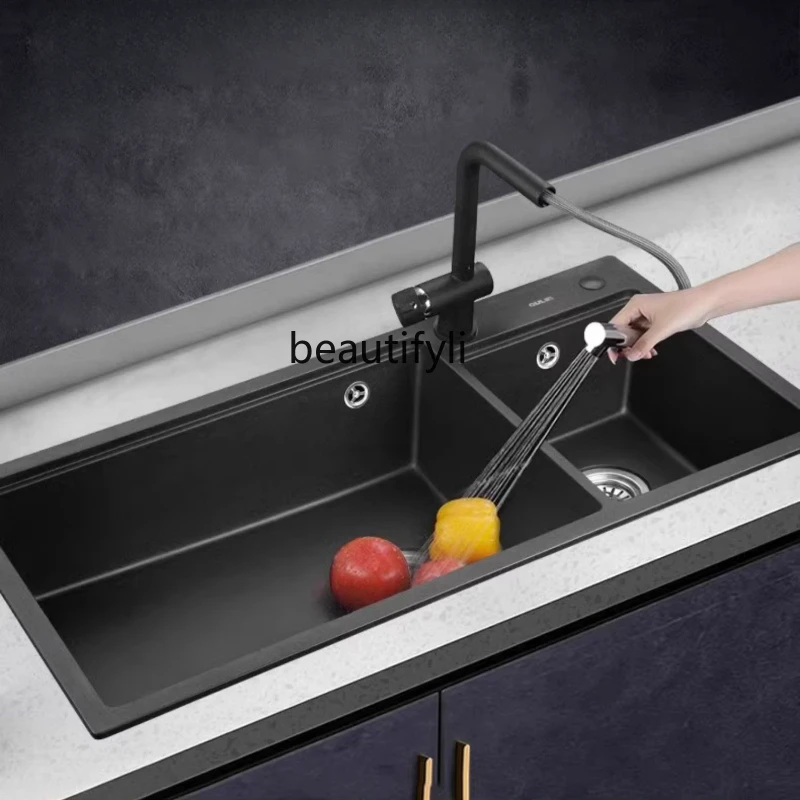 Quartz Sink Large Double-Slot Kitchen Household Washing Vegetables Basin Sink Granite Scullery
Quartz Sink Large Double-Slot Kitchen Household Washing Vegetables Basin Sink Granite Scullery