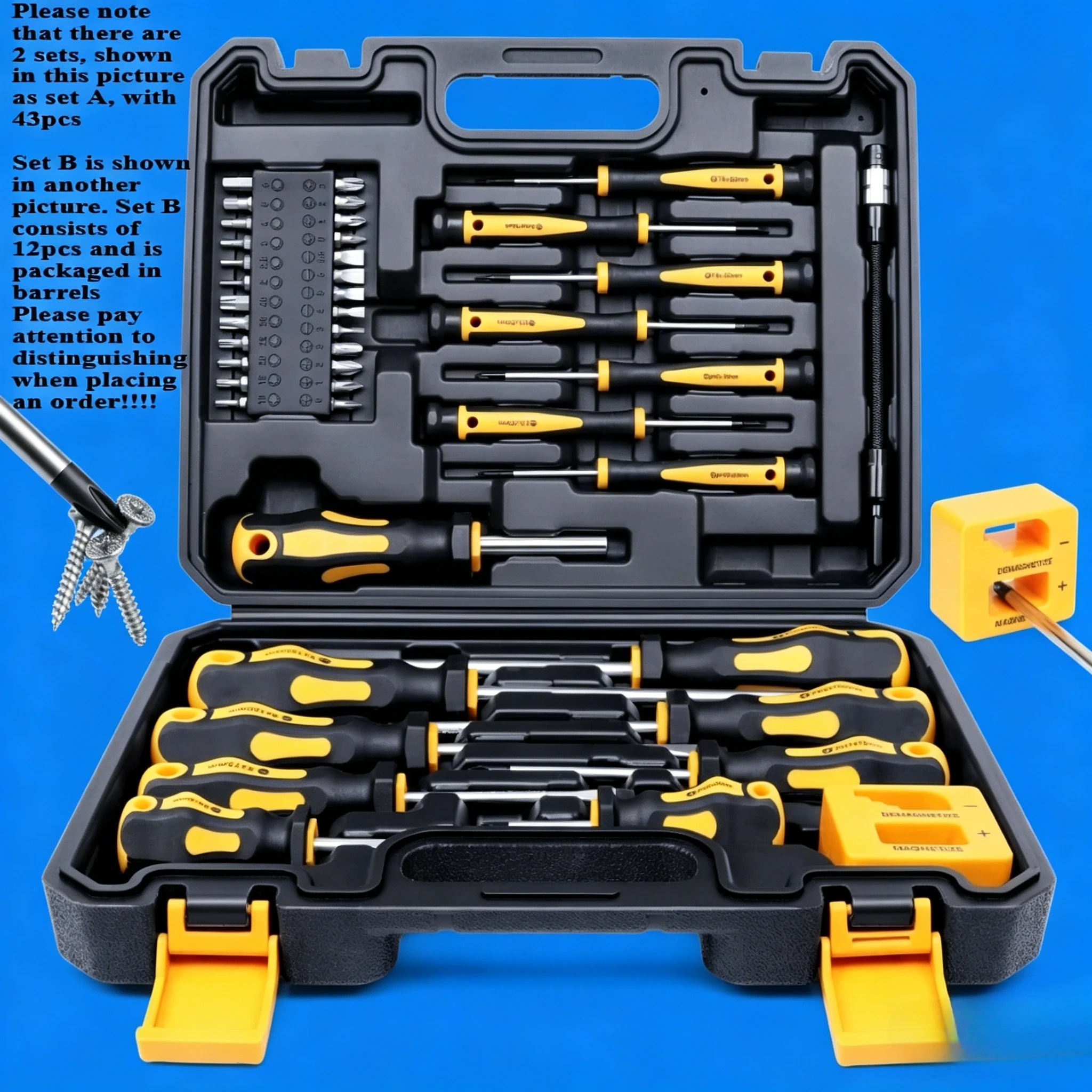 Upgraded Screwdriver Set with Multifunctional Magnetic Head Including Straight Cross Hexagonal and Hexagonal Cross Flower Tools
Upgraded Screwdriver Set with Multifunctional Magnetic Head Including Straight Cross Hexagonal and Hexagonal Cross Flower Tools