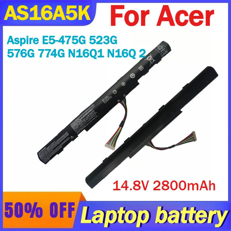 High-Quality 14.8V 2800mAh AS16A5K AS16A8K Battery for Acer Aspire E5-475G 523G 576G 774G N16Q1 N16Q 2 Fast Shipping
High-Quality 14.8V 2800mAh AS16A5K AS16A8K Battery for Acer Aspire E5-475G 523G 576G 774G N16Q1 N16Q 2 Fast Shipping