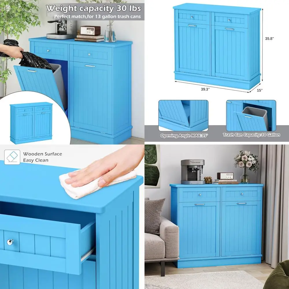 10 Gallon Wooden Standing Double Door Laundry Sorter Cabinet with Recyclable Bin, Light Blue
10 Gallon Wooden Standing Double Door Laundry Sorter Cabinet with Recyclable Bin, Light Blue