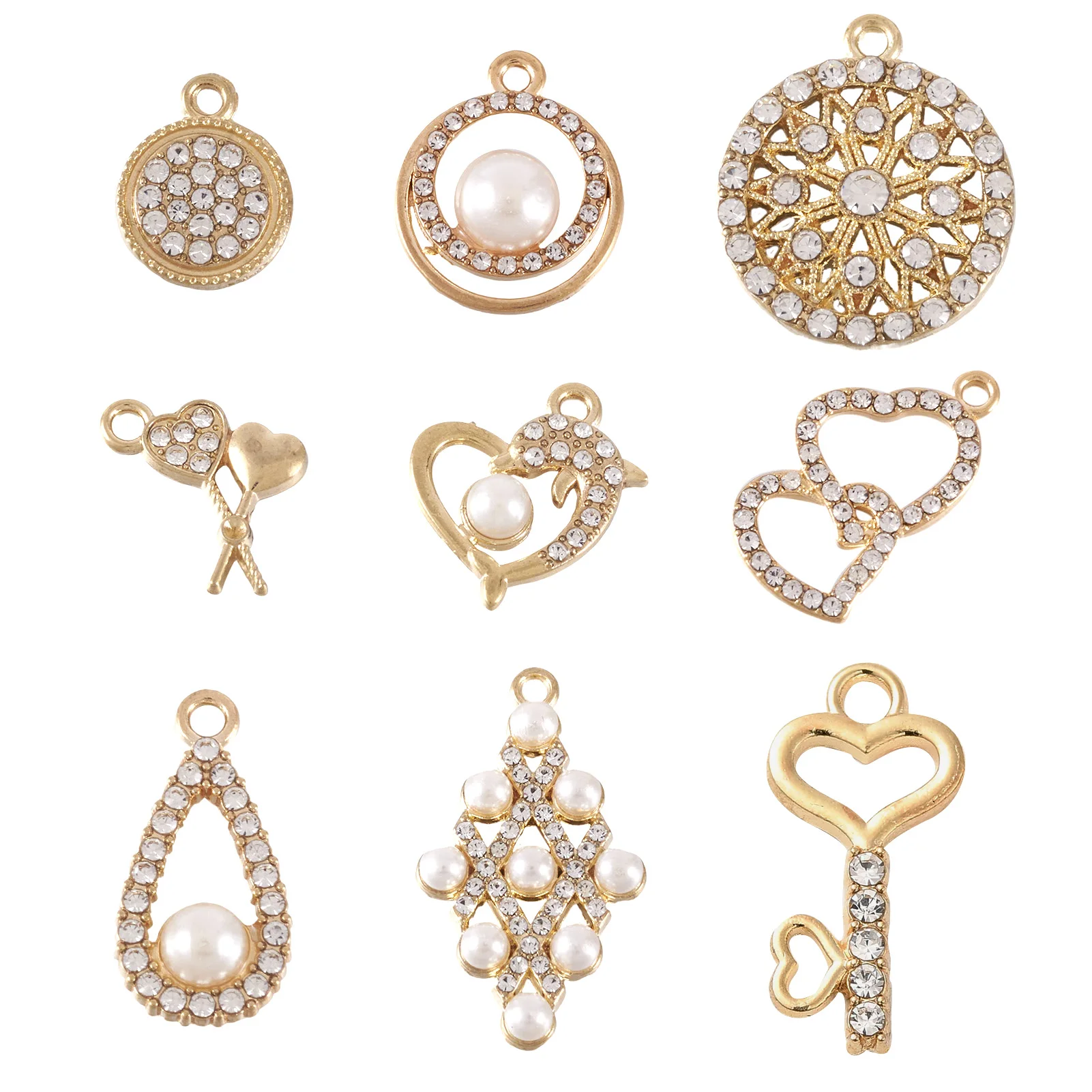 36Ps Crystal Rhinestone Heart Alloy Pendants with ABS Plastic Imitation Pearl for Earrings Necklace Jewelry Making Accessories
36Ps Crystal Rhinestone Heart Alloy Pendants with ABS Plastic Imitation Pearl for Earrings Necklace Jewelry Making Accessories