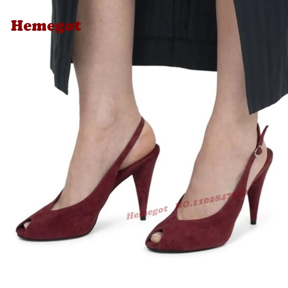 Burgundy Peep Toe Pumps Spike Heels Slingback Buckled Women's Pumps Suede 2025 New Arrival Summer Elegant Shoes High Heeled Sexy
Burgundy Peep Toe Pumps Spike Heels Slingback Buckled Women's Pumps Suede 2025 New Arrival Summer Elegant Shoes High Heeled Sexy