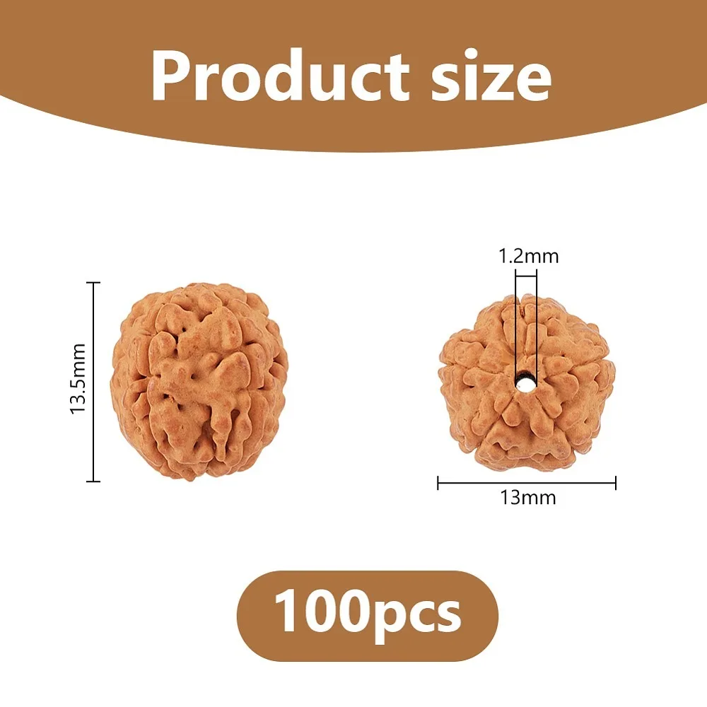 100Pcs Rudraksha Mala Beads Saddle Brown 13.5x12.5~13mm Hole: 1.2mm
100Pcs Rudraksha Mala Beads Saddle Brown 13.5x12.5~13mm Hole: 1.2mm