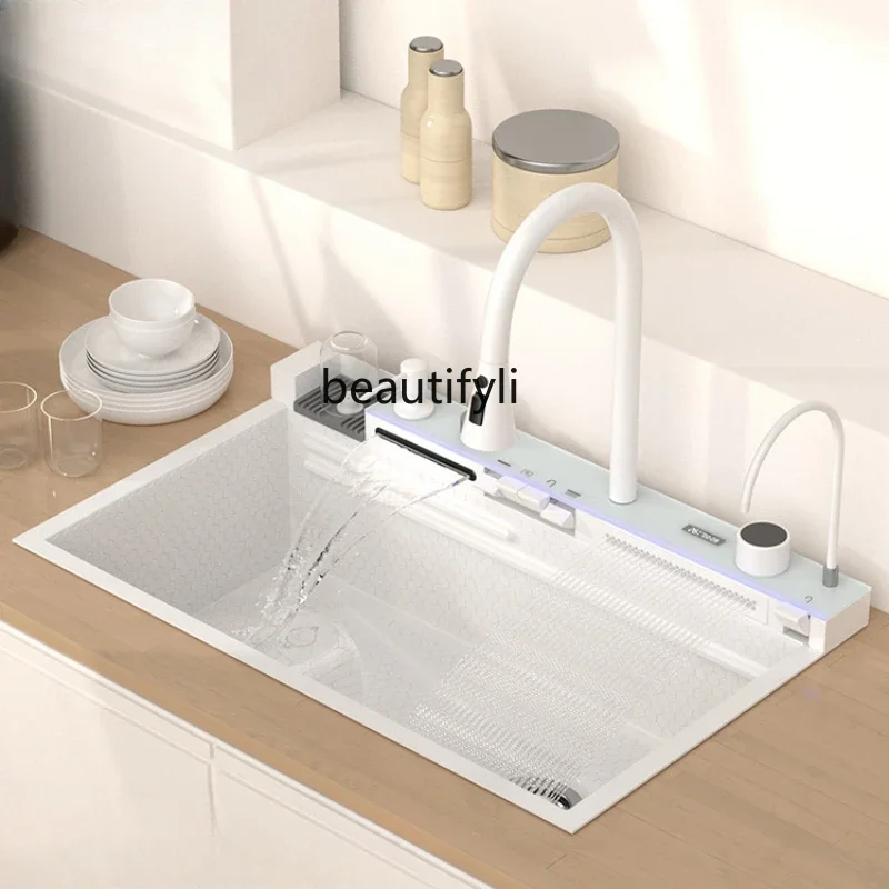 X188 304 Stainless Steel Flying Rain Sink Digital Display Washing Basin Ambience Light Kitchen Large Single Sink Dishwashing Sin
X188 304 Stainless Steel Flying Rain Sink Digital Display Washing Basin Ambience Light Kitchen Large Single Sink Dishwashing Sin