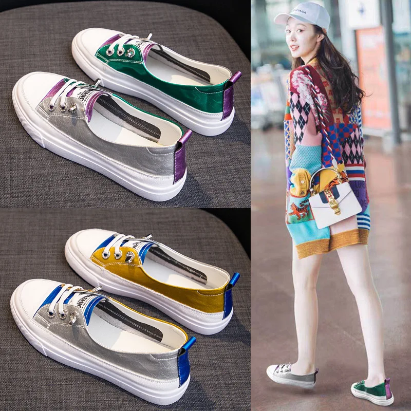 Iridescent Color Block Slip On Platform Sneakers For Women 2026 New Metallic Patent Leather No Lace Design Round Toe Thick Non S
Iridescent Color Block Slip On Platform Sneakers For Women 2026 New Metallic Patent Leather No Lace Design Round Toe Thick Non S