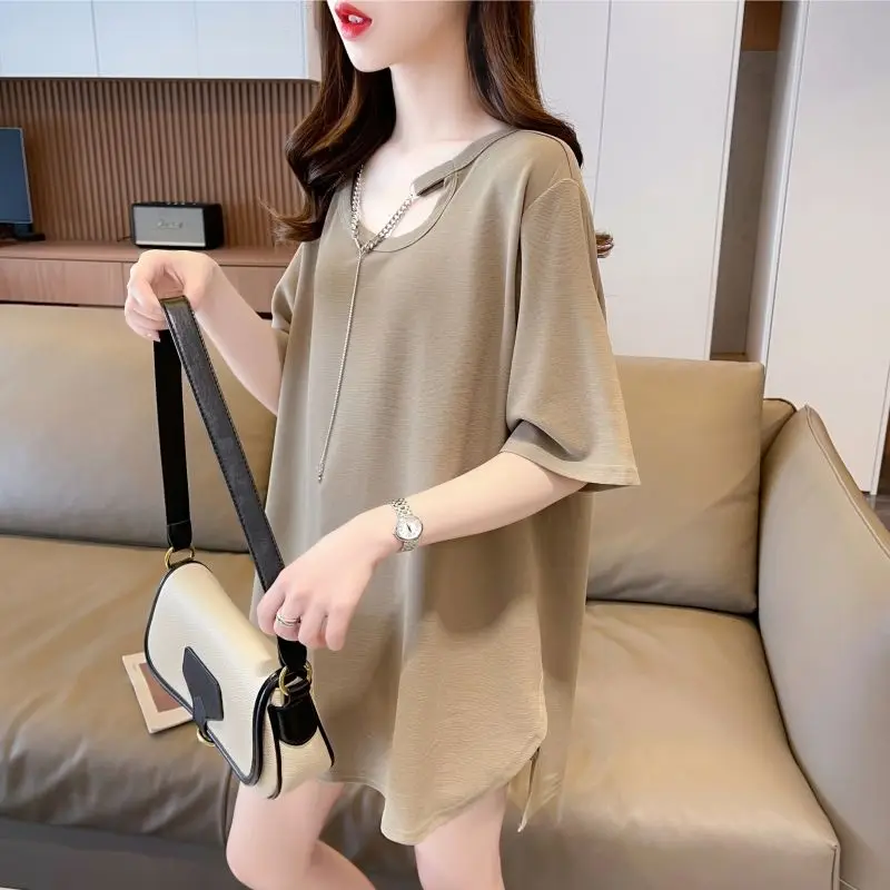 Front Shoulder T-shirt for Women Short-sleeved Korean Style Loose Large Size Slim U-neck Summer Top Design Niche Ins Sweet Spicy
Front Shoulder T-shirt for Women Short-sleeved Korean Style Loose Large Size Slim U-neck Summer Top Design Niche Ins Sweet Spicy