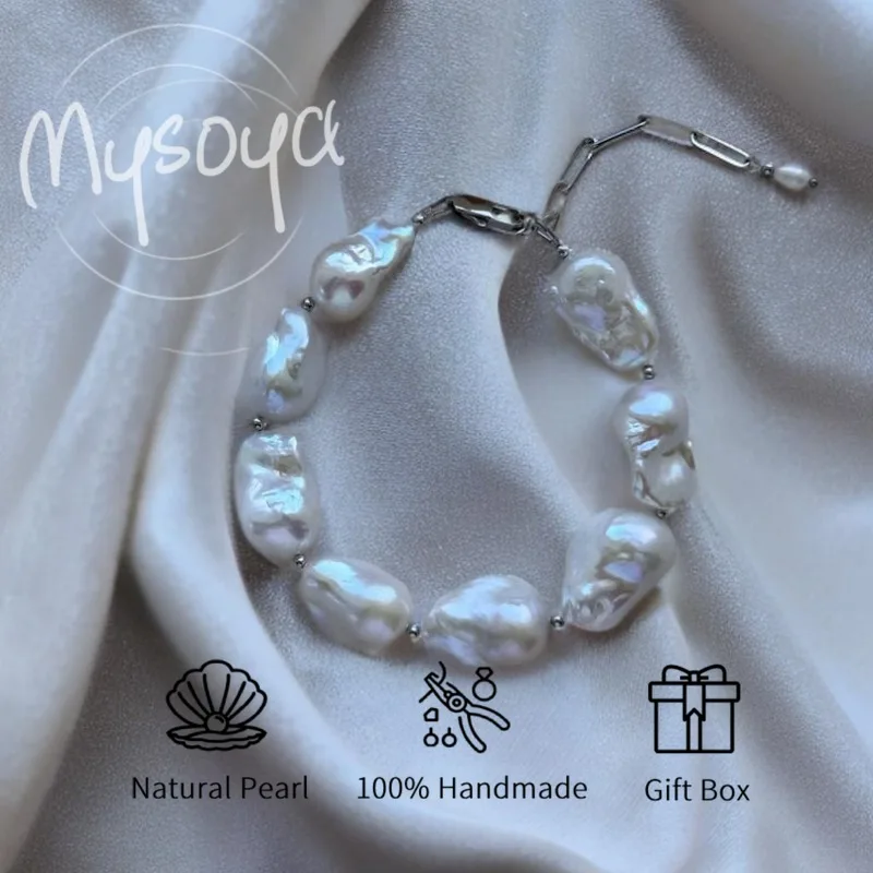 MYSOYA Large Baroque Pearl Bracelet 12-13mm With Gift Box For Her/Him Perfect Birthday/Wedding/Christmas/New Year'Gifts
MYSOYA Large Baroque Pearl Bracelet 12-13mm With Gift Box For Her/Him Perfect Birthday/Wedding/Christmas/New Year'Gifts