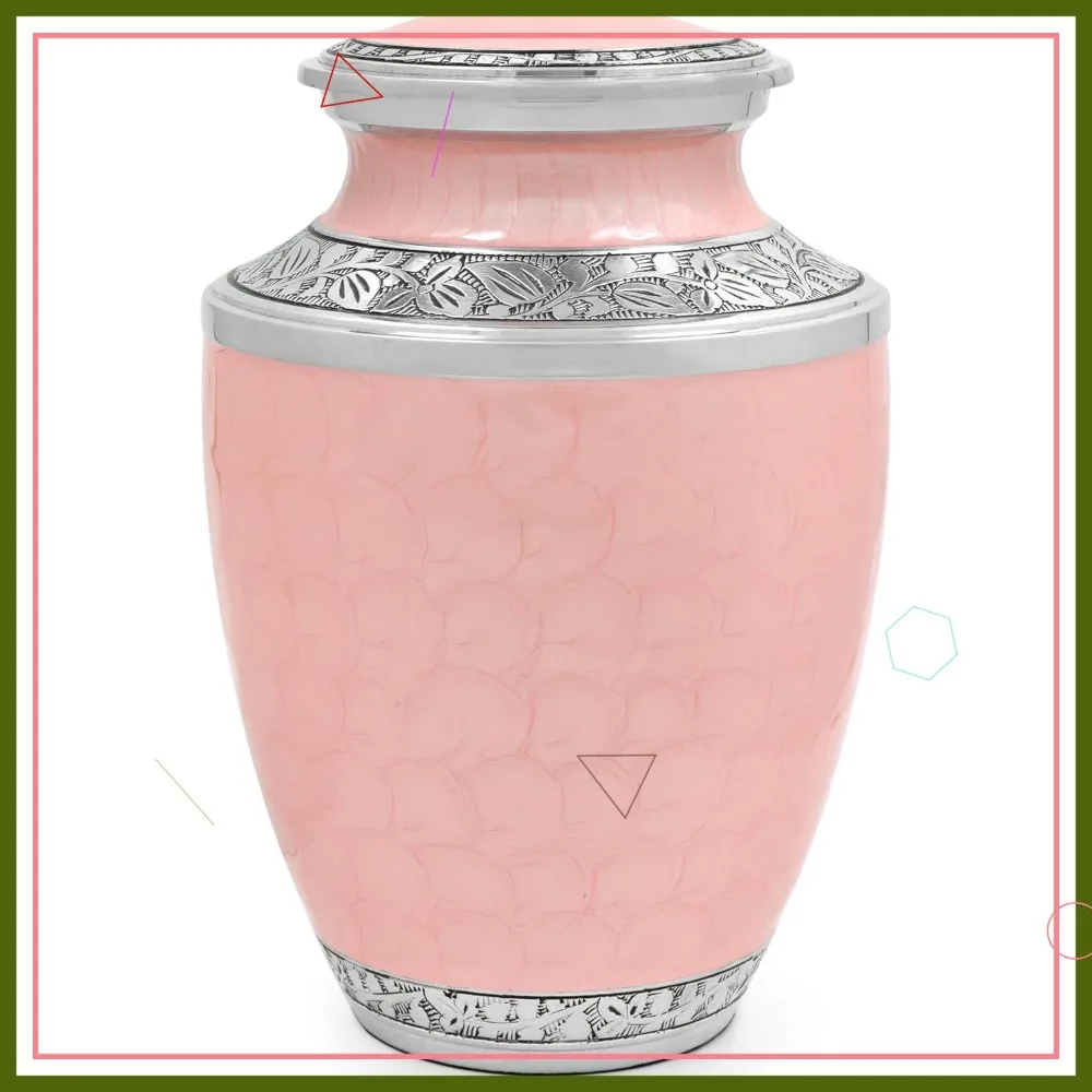 Handcrafted Metal Cremation Urn for Adult Ashes, Decorative Funeral Urn for Women Men, 10" Pink & Silver
Handcrafted Metal Cremation Urn for Adult Ashes, Decorative Funeral Urn for Women Men, 10" Pink & Silver
