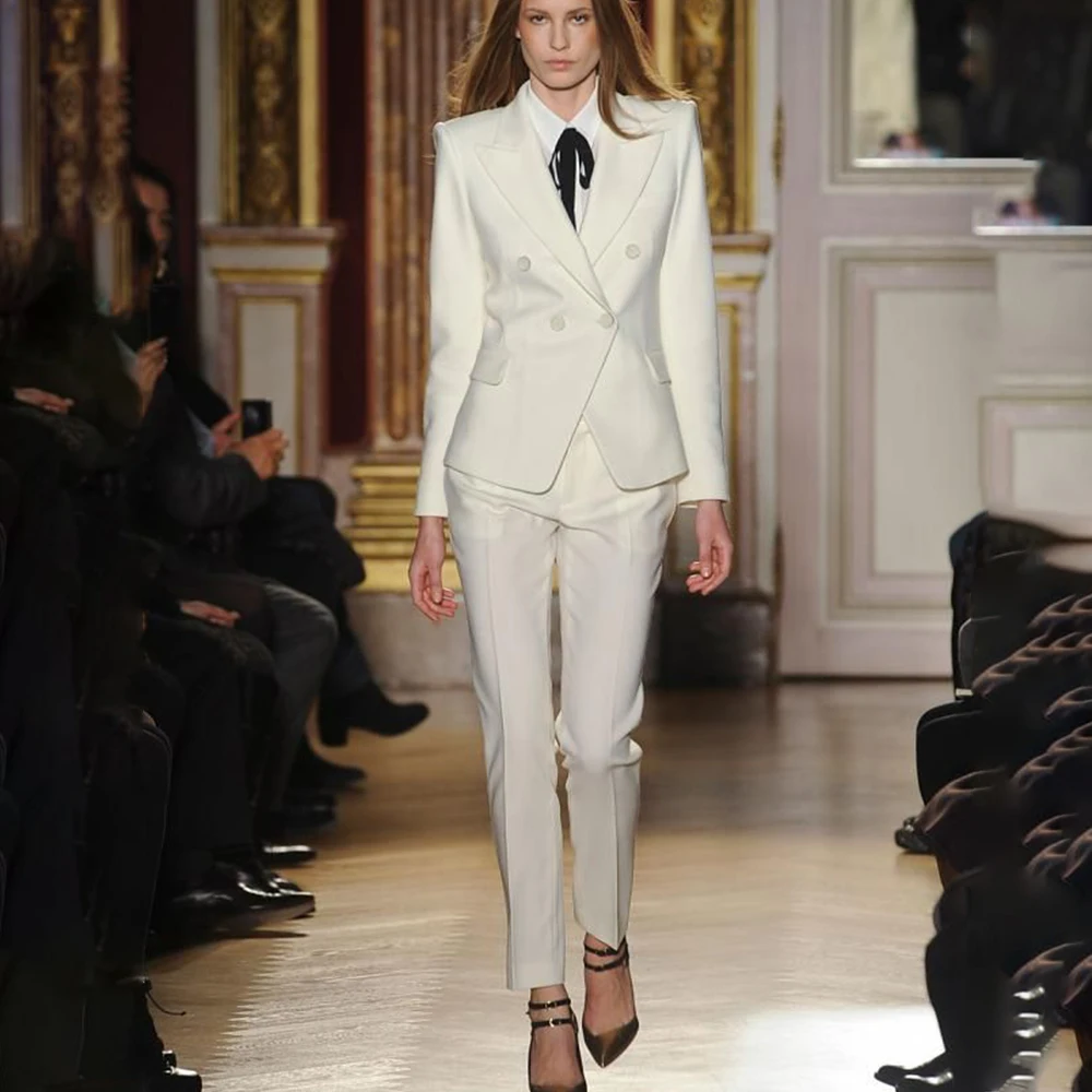 Slim Elegant Women's Sets Blazer Pants Full Sleeves Jacket Double Breasted Bow Collar Wide Leg Pants 2 Pieces Suit Suits
Slim Elegant Women's Sets Blazer Pants Full Sleeves Jacket Double Breasted Bow Collar Wide Leg Pants 2 Pieces Suit Suits