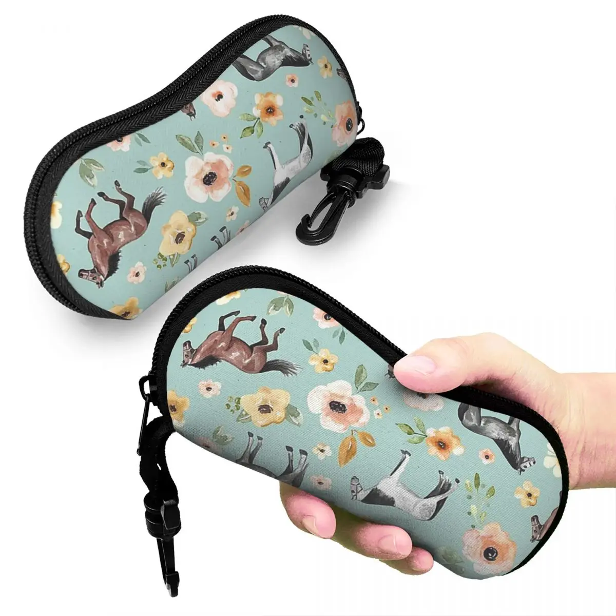 Horses With Flowers, Sunrise Floral, Blue Shell Glasses Case Protective Sunglasses Box Women Men Soft Eyeglasses Bag Pouch 
Horses With Flowers, Sunrise Floral, Blue Shell Glasses Case Protective Sunglasses Box Women Men Soft Eyeglasses Bag Pouch