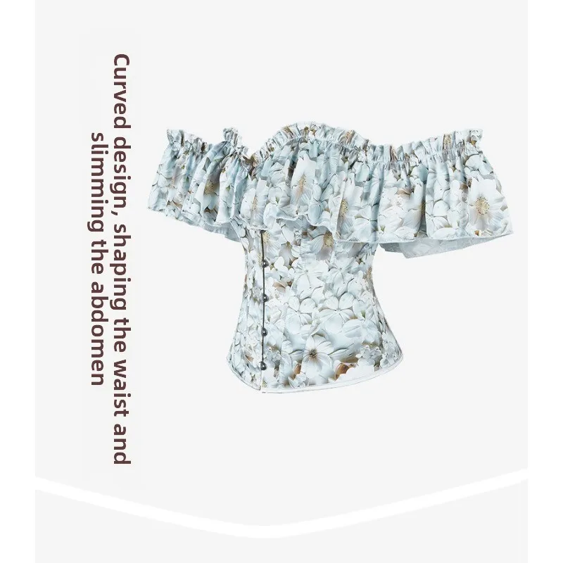 Light Blue Floral Print Off Shoulder Corset Ruffle Sleeve Front Hook Waist Trainer Shaper
Light Blue Floral Print Off Shoulder Corset Ruffle Sleeve Front Hook Waist Trainer Shaper