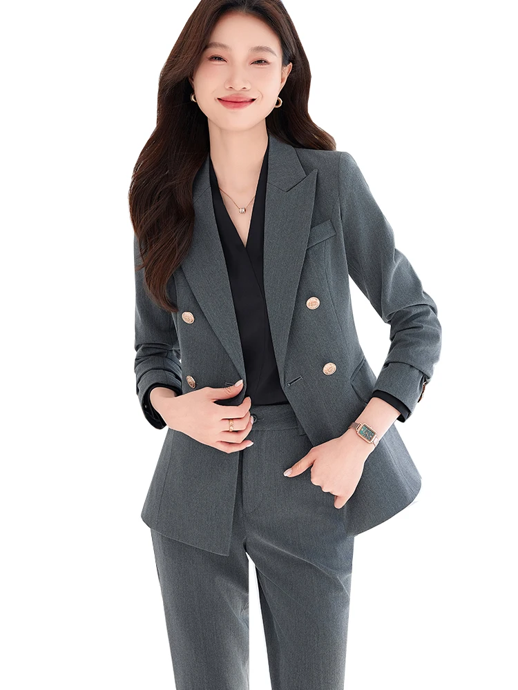Office Ladies Pant Suit Women Navy Gray Black Solid Female Business Work Wear Jacket and Trouser Formal 2 Piece Blazer Set
Office Ladies Pant Suit Women Navy Gray Black Solid Female Business Work Wear Jacket and Trouser Formal 2 Piece Blazer Set