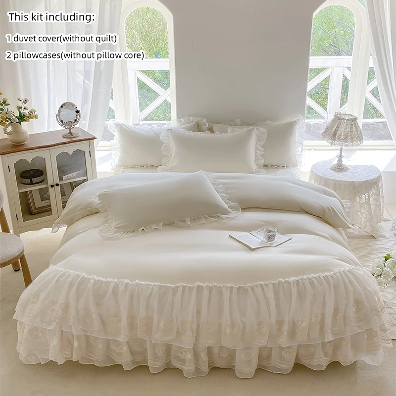 3pcs Korean lace Bedding set wedding Duvet Cover Set (1*Duvet Cover + 2*Pillowcase, Without Core)for bedroom guest room
3pcs Korean lace Bedding set wedding Duvet Cover Set (1*Duvet Cover + 2*Pillowcase, Without Core)for bedroom guest room