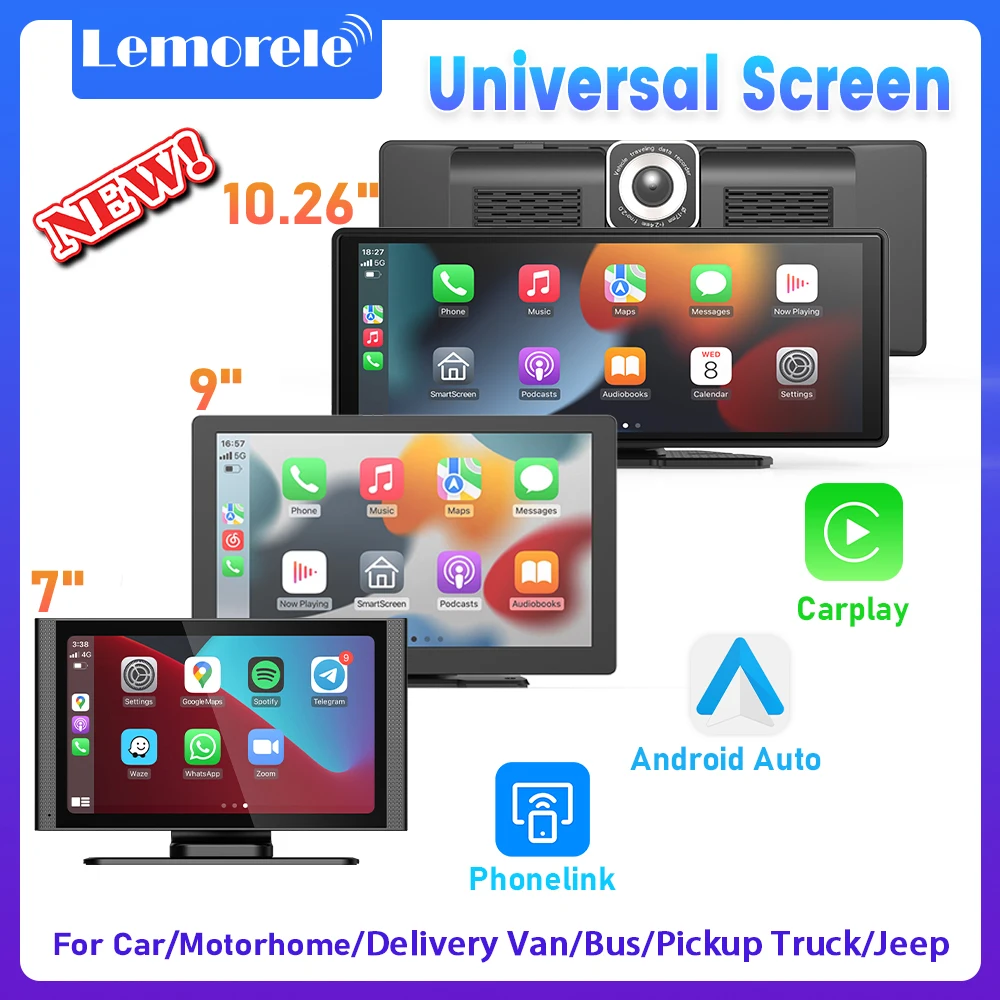 Lemorele Portable Universal Multimedia Screen Carplay Display Wireless Carplay Android Auto Touchscree Reversing Camera For Car
Lemorele Portable Universal Multimedia Screen Carplay Display Wireless Carplay Android Auto Touchscree Reversing Camera For Car