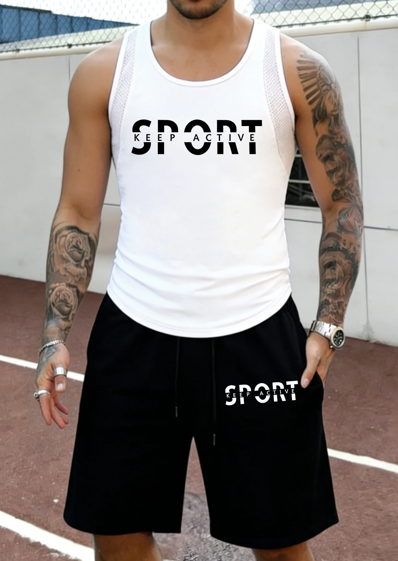 Sport Keep Active Creative Design Summer Mesh Jogging Tank Top Sets Of Men Oversized Basic Short Pants Lightweight Soft Clothing
Sport Keep Active Creative Design Summer Mesh Jogging Tank Top Sets Of Men Oversized Basic Short Pants Lightweight Soft Clothing