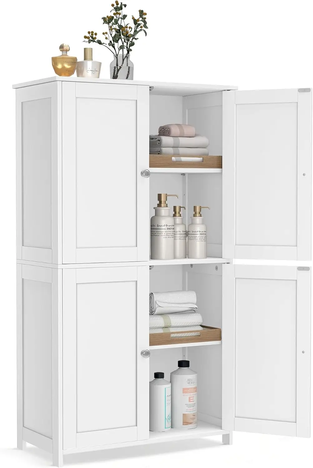 Floor Storage Cabinet with 2 Adjustable Shelves, 4 Doors, Tall Freestanding Organizer for Kitchen Bathroom Living Room, Cloud
Floor Storage Cabinet with 2 Adjustable Shelves, 4 Doors, Tall Freestanding Organizer for Kitchen Bathroom Living Room, Cloud