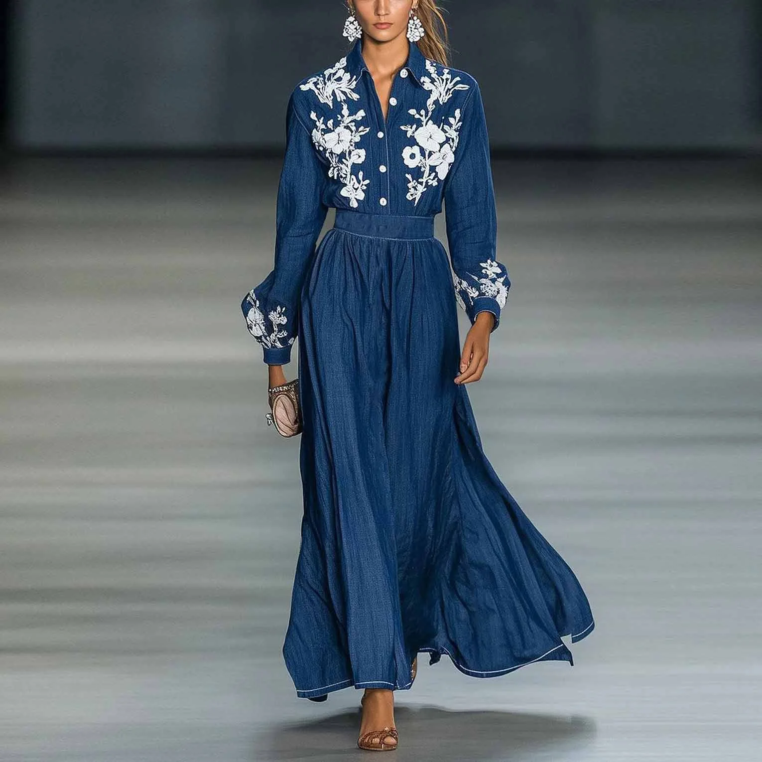 Shirt Long Dress Women Flower Print Long Sleeve A-line Dress Spring Elegant Party Dresses for Women 2025 New Maix Dresses
Shirt Long Dress Women Flower Print Long Sleeve A-line Dress Spring Elegant Party Dresses for Women 2025 New Maix Dresses