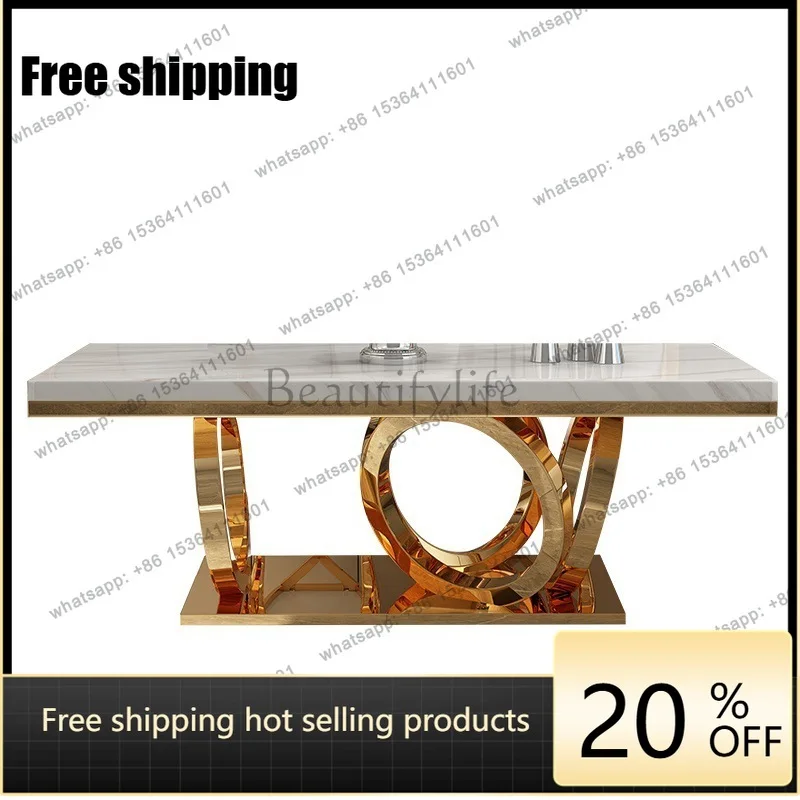 YJ light luxury marble dining table bright home modern simple stainless steel table high sense
YJ light luxury marble dining table bright home modern simple stainless steel table high sense