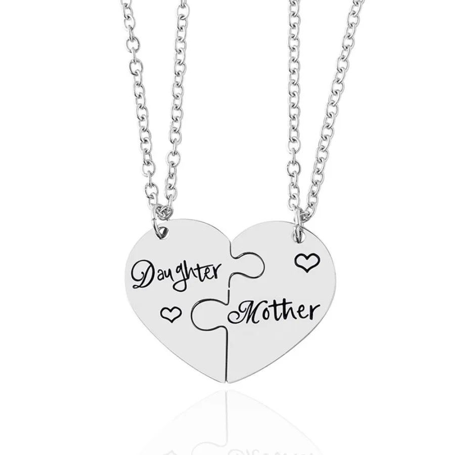 2 PCS Love Daughter Mother Puzzle Heart Pendant Necklace Silver Stainless Steel Mothers Day Jewelry Gifts
2 PCS Love Daughter Mother Puzzle Heart Pendant Necklace Silver Stainless Steel Mothers Day Jewelry Gifts
