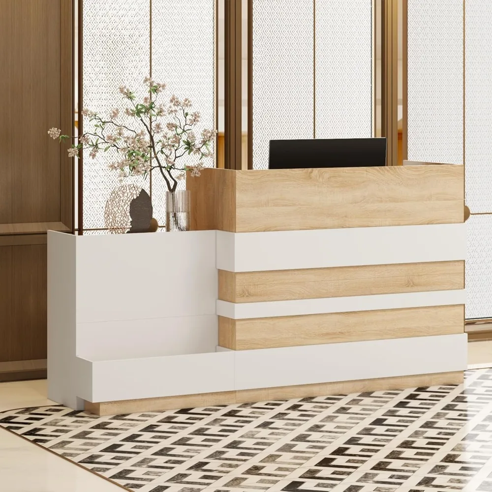 Oak & White Reception Desk with Keyboard Tray, Retail Counter with Cabinet, Checkout Counter Table for Office Clinic Retaail
Oak & White Reception Desk with Keyboard Tray, Retail Counter with Cabinet, Checkout Counter Table for Office Clinic Retaail