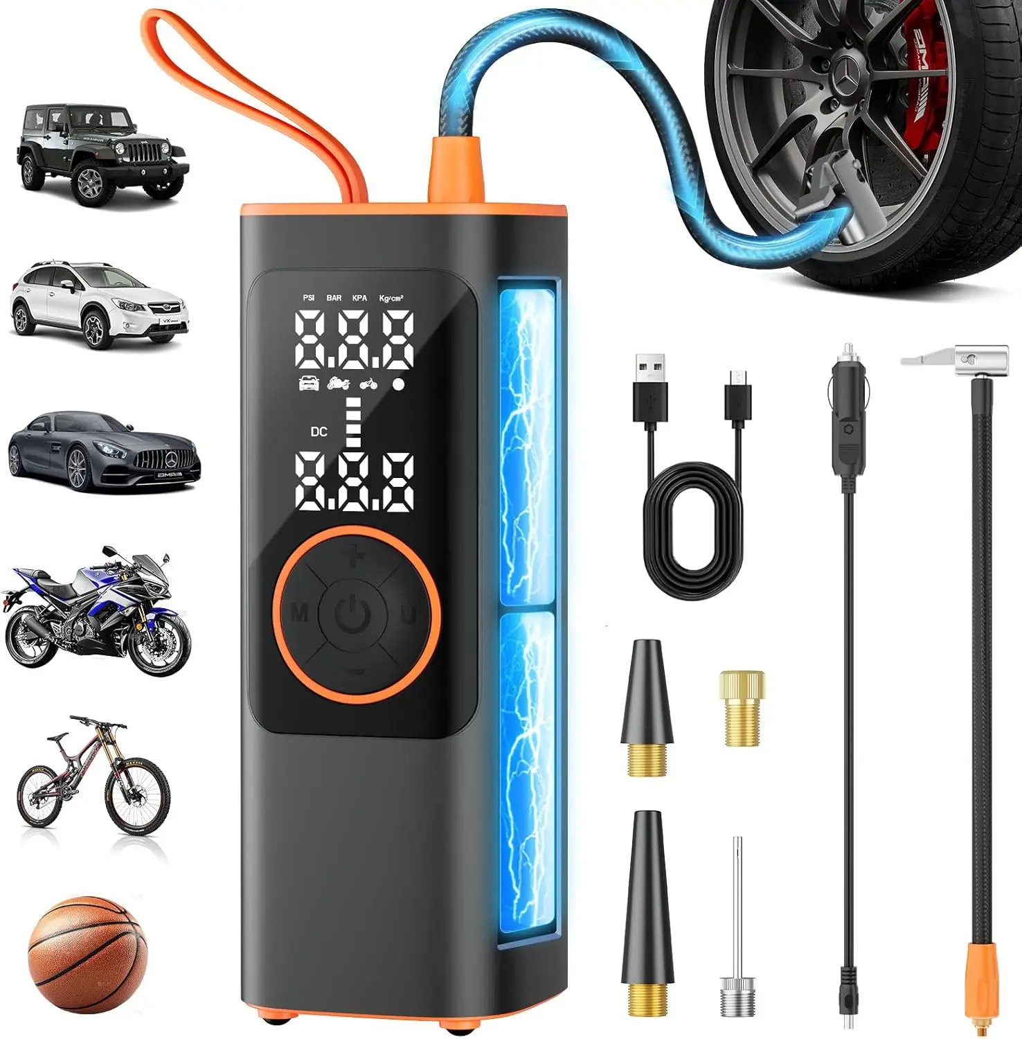 Portable Tire Inflator 150PSI Air Compressor with Gauge, Auto Shut Off & LED Light for Car, Bike, Motorcycle
Portable Tire Inflator 150PSI Air Compressor with Gauge, Auto Shut Off & LED Light for Car, Bike, Motorcycle
