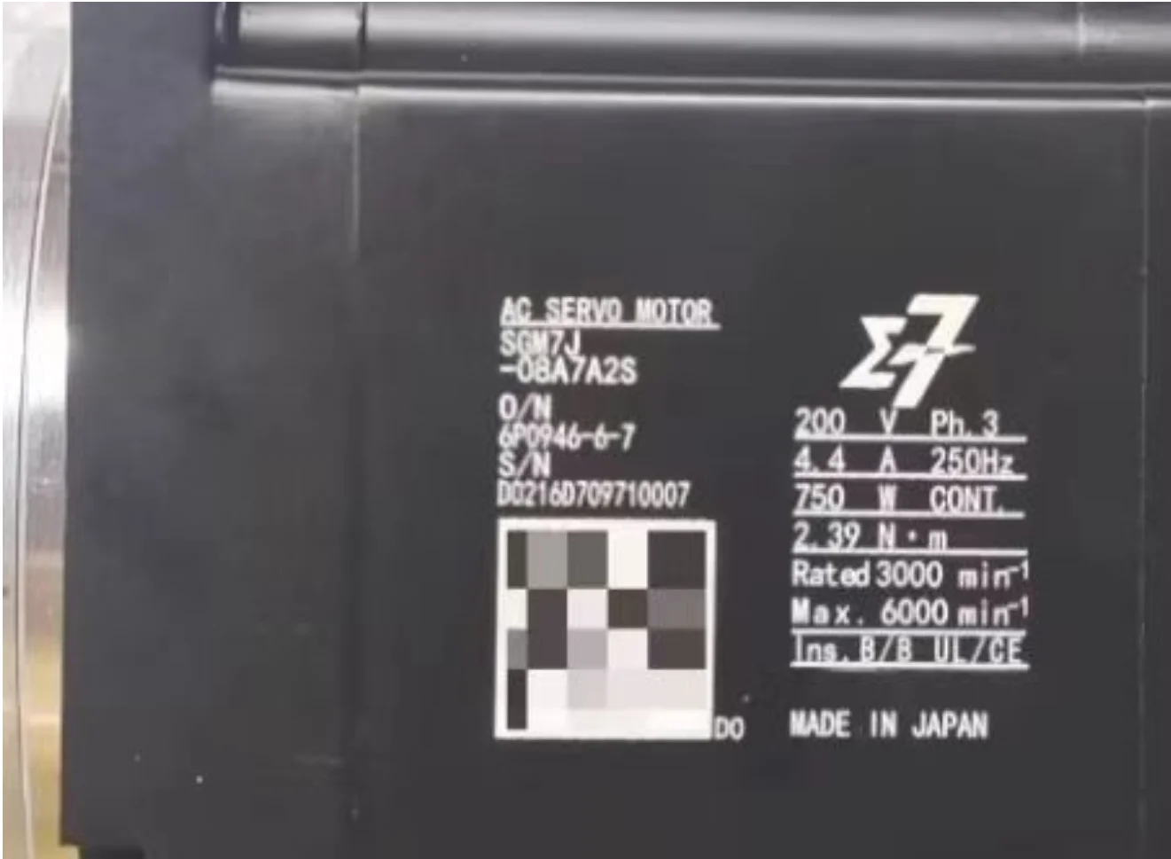 SGM7J-08A7A2S New AC Servo Motor 12 Months Warranty SGM7J 08A7A2S
SGM7J-08A7A2S New AC Servo Motor 12 Months Warranty SGM7J 08A7A2S