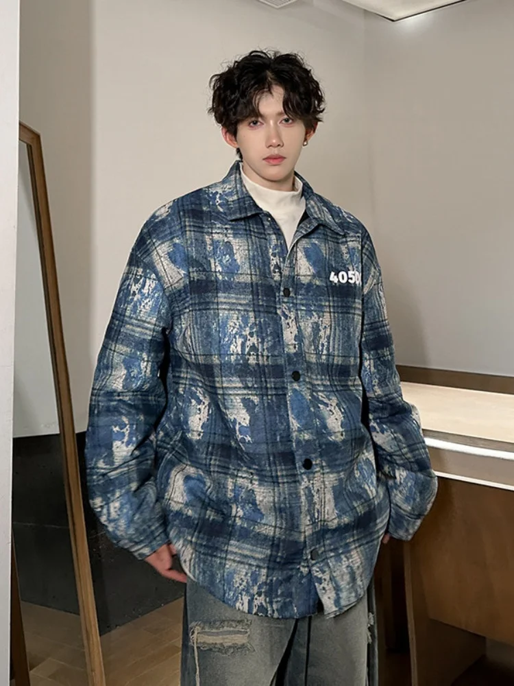 American Retro Tie Dye Plaid Men's Winter Thiened Cotton irt Casual Cotton Jaet Small Fraance Sle OOTD Matching
American Retro Tie Dye Plaid Men's Winter Thiened Cotton irt Casual Cotton Jaet Small Fraance Sle OOTD Matching