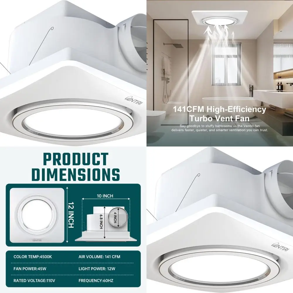 12-дюймовый тихий круглый вытяжной вентилятор для ванной комнаты со светодиодной подсветкой, 141 куб. футов в минуту для дома и офиса
12-дюймовый тихий круглый вытяжной вентилятор для ванной комнаты со светодиодной подсветкой, 141 куб. футов в минуту для дома и офиса