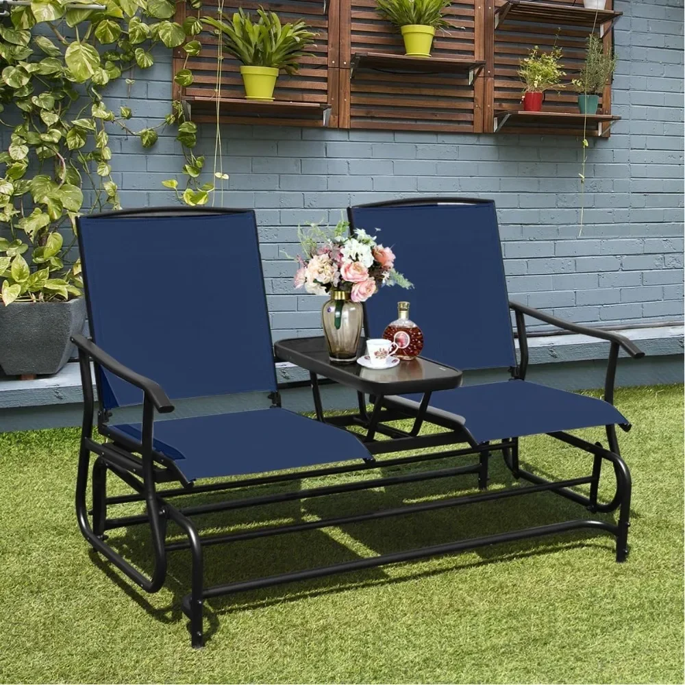 Rocking Chair with Metal Frame, Center Tempered Glass Table Outside Swing Chair for Garden Yard Lawn Porch Patio
Rocking Chair with Metal Frame, Center Tempered Glass Table Outside Swing Chair for Garden Yard Lawn Porch Patio