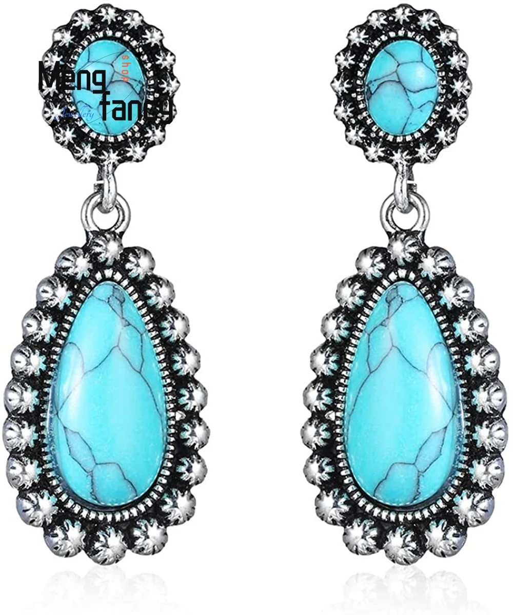 New Retro Bohemian Turquoise Earrings Teardrop-Shaped Turquoise Exaggerated Earrings Fashion Jewelry Exquisite Elegant Popular
New Retro Bohemian Turquoise Earrings Teardrop-Shaped Turquoise Exaggerated Earrings Fashion Jewelry Exquisite Elegant Popular