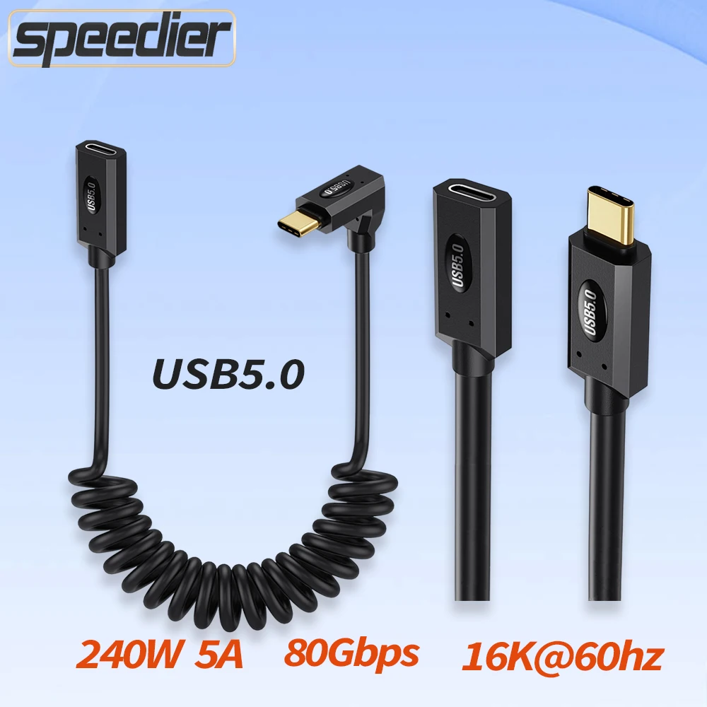 80Gbps Fast Charging Usb5 Spring Type-c To Type-c Extension Date Cable 16K60HZ 240W 5A 40V Thunderbolt 4 3 for IPhone IPad EGPU
80Gbps Fast Charging Usb5 Spring Type-c To Type-c Extension Date Cable 16K60HZ 240W 5A 40V Thunderbolt 4 3 for IPhone IPad EGPU