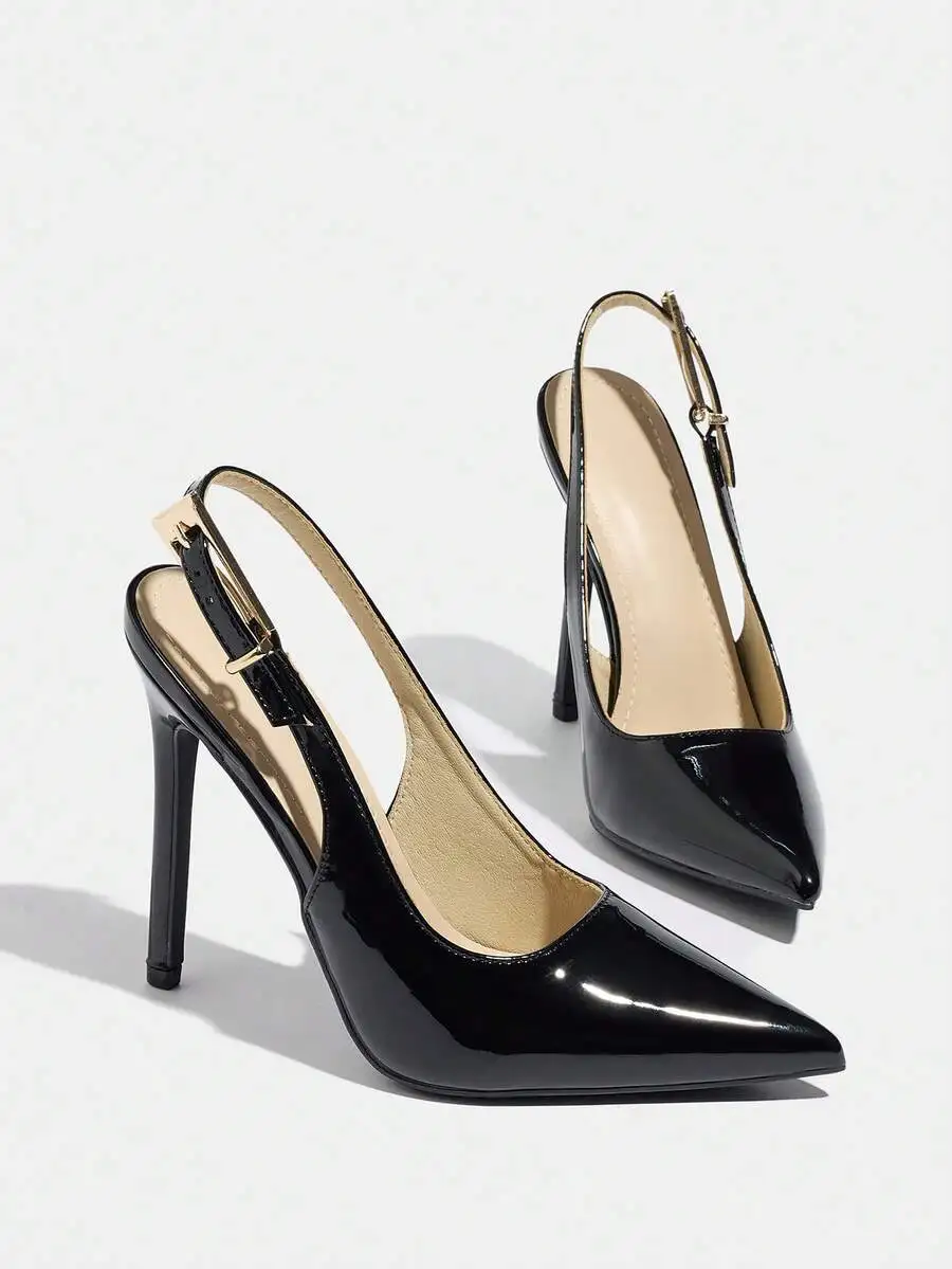 Womens Black Patent Leather Slingback Stiletto Pumps Pointed Toe Buckle Strap
Womens Black Patent Leather Slingback Stiletto Pumps Pointed Toe Buckle Strap