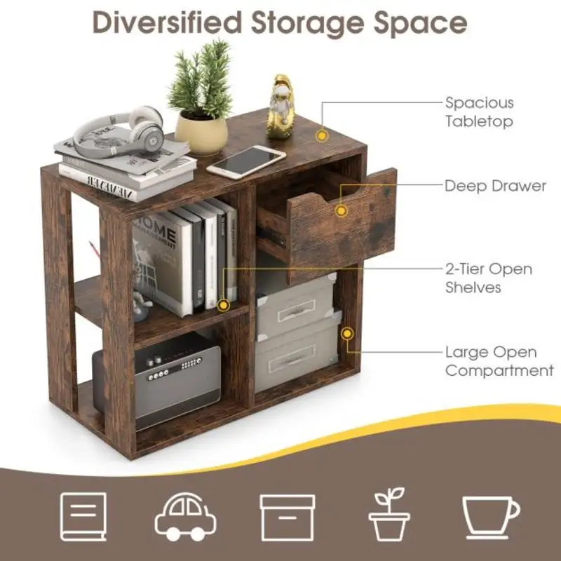 3-Cube Bookcase 2-tier Wooden Storage Shelf with Pull-out Drawer-Brown
3-Cube Bookcase 2-tier Wooden Storage Shelf with Pull-out Drawer-Brown