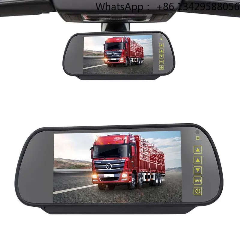 Cars Bus Rear View 7 Inch Mirror Monitor 2CHs 4:3 Touch Screen Buttons LCD TFT MP5 Blue Tooth Truck Car Rearview Mirror Monitor