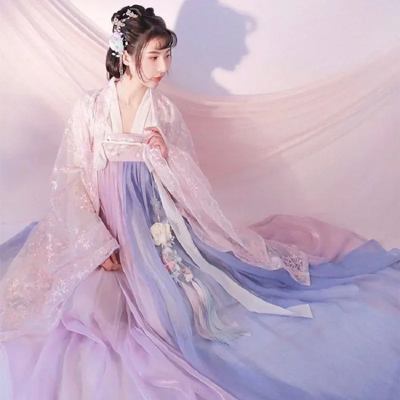 Женский комплект Hanfu, традиционная китайская одежда, костюмы Тан для косплея, летнее тонкое сценическое модное вечернее платье феи, женский костюм
Женский комплект Hanfu, традиционная китайская одежда, костюмы Тан для косплея, летнее тонкое сценическое модное вечернее платье феи, женский костюм