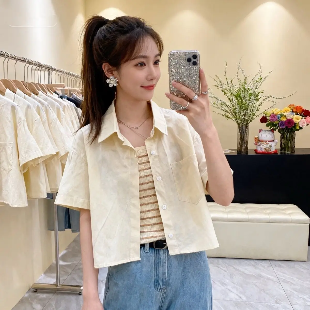 Korean Style Short Pure Cotton Shirt Women's Color Summer New Fashion Slim Fit Versatile Shirt Easy Care Laundry
Korean Style Short Pure Cotton Shirt Women's Color Summer New Fashion Slim Fit Versatile Shirt Easy Care Laundry