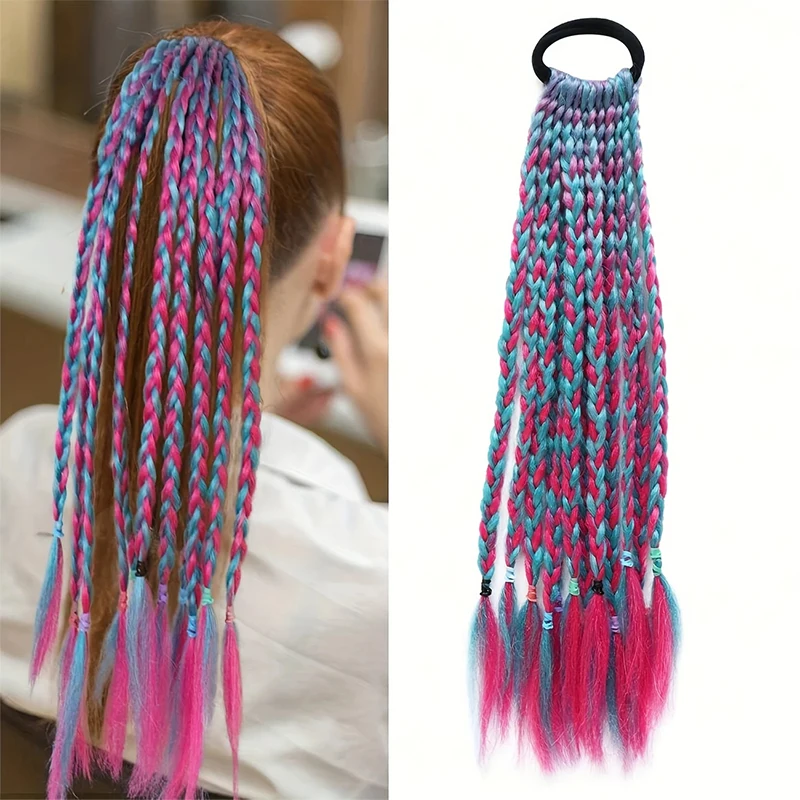 12-Strand Rainbow Braided Ponytail Hair Extension 14'' Braid Ponytail for Kids Synthetic Braids Hair Accessory for Cosplay Daily
12-Strand Rainbow Braided Ponytail Hair Extension 14'' Braid Ponytail for Kids Synthetic Braids Hair Accessory for Cosplay Daily